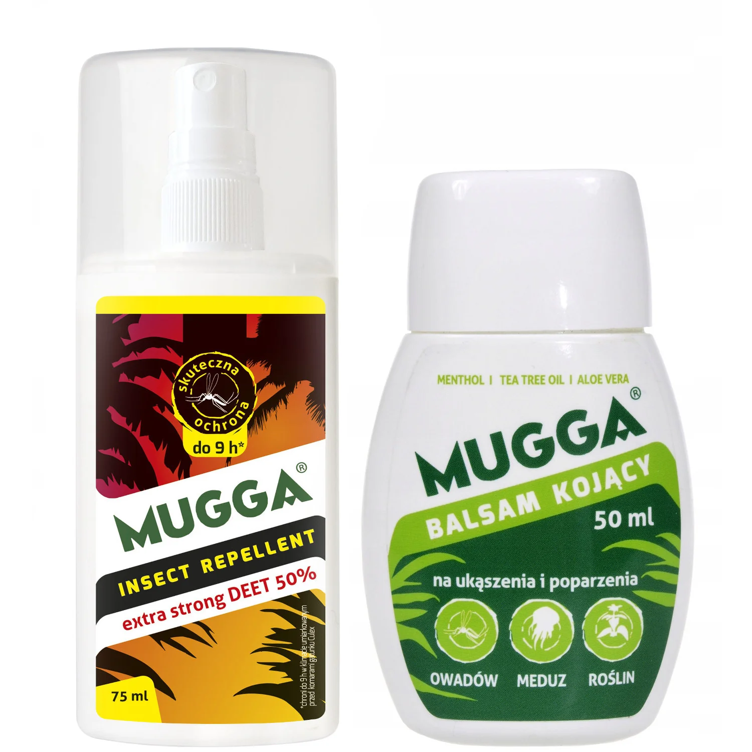 Mugga Strong 50% DEET rovarriasztó spray 75 ml és Mugga nyugtató balzsam 50 ml